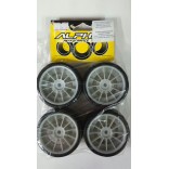 JOGO DE RODA GRAFITE CLARO COM PNEU ALPHA RC 12mm HARD PARA TRASEIRA 30mm 1/10 FW05 / FW06 / FAZER / V ONE ETC ALP430MMGC